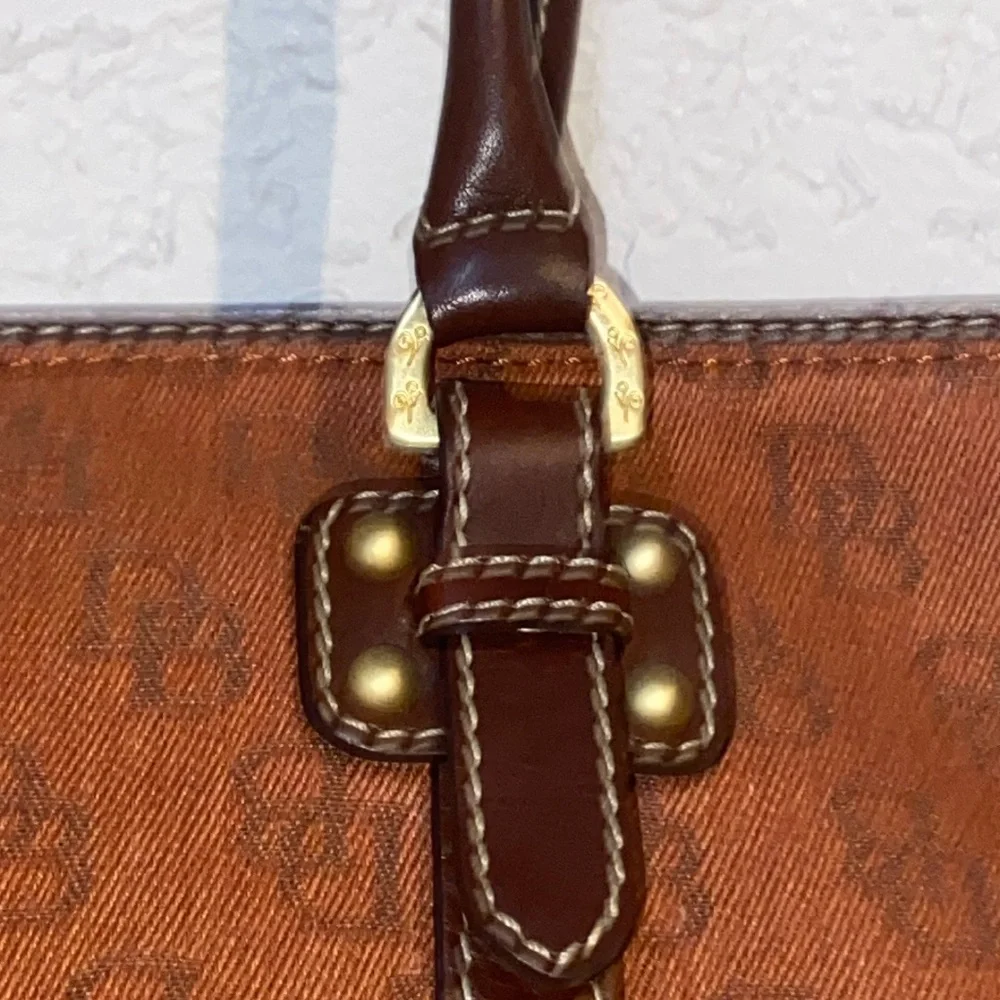 Dooney & Bourke Pumpkin Burnt Orange Monogram Canvas Small Tote,New without tags - Picture 2 of 15